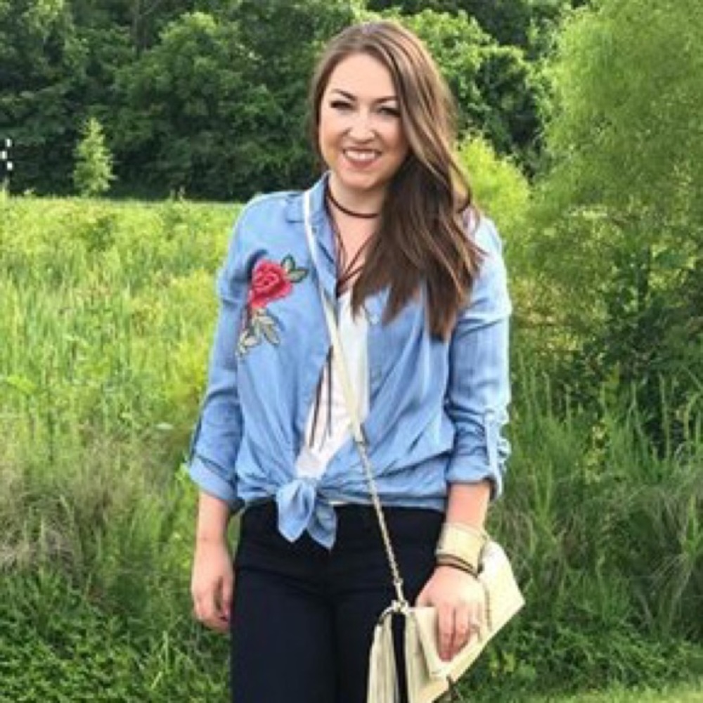 ***SOLD OUT***   Chambray rose embroidered top